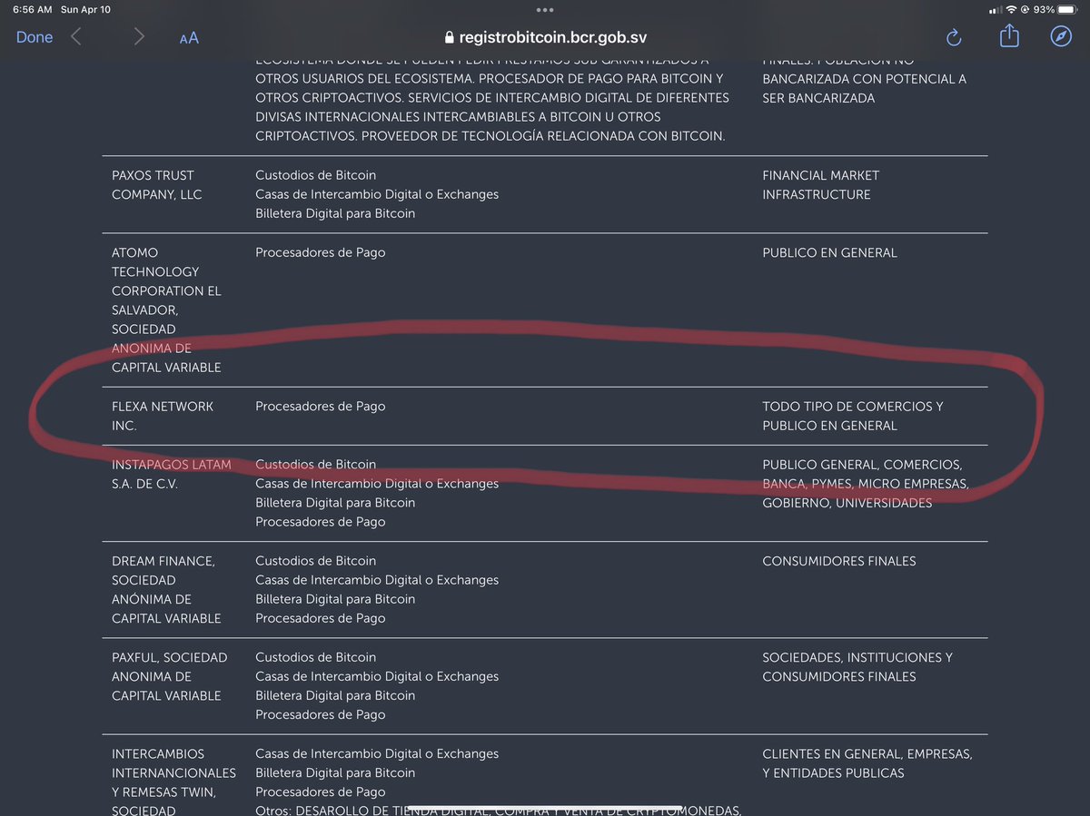 FunkmasterAmp's tweet photo. H/T to DrAnonymous77 on Reddit for this find. For all the hype Lightning/Strike received in El Salvador they aren’t even registered through their Central Bank of BTC providers there. 

Guess who is? 

Already compliant &amp; regulated @FlexaHQ / $AMP is. 

https://t.co/Qf9xLeyLj7 https://t.co/iNmfKThnZE