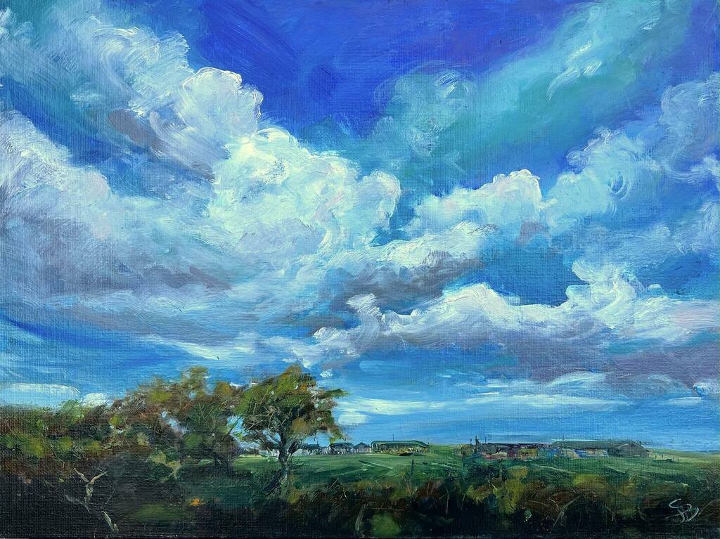 sjbfineart's tweet photo. Lots of big sky views from my studio! This is another new small painting which will be available at the end of the month after my spring break. 😁
#studioview #viewfromthestudio #welshlandscape #landscapepainting #welshart #pembrokeshire #paintingsk… https://t.co/pWG0R2fU44 https://t.co/xhG0MvBuZd