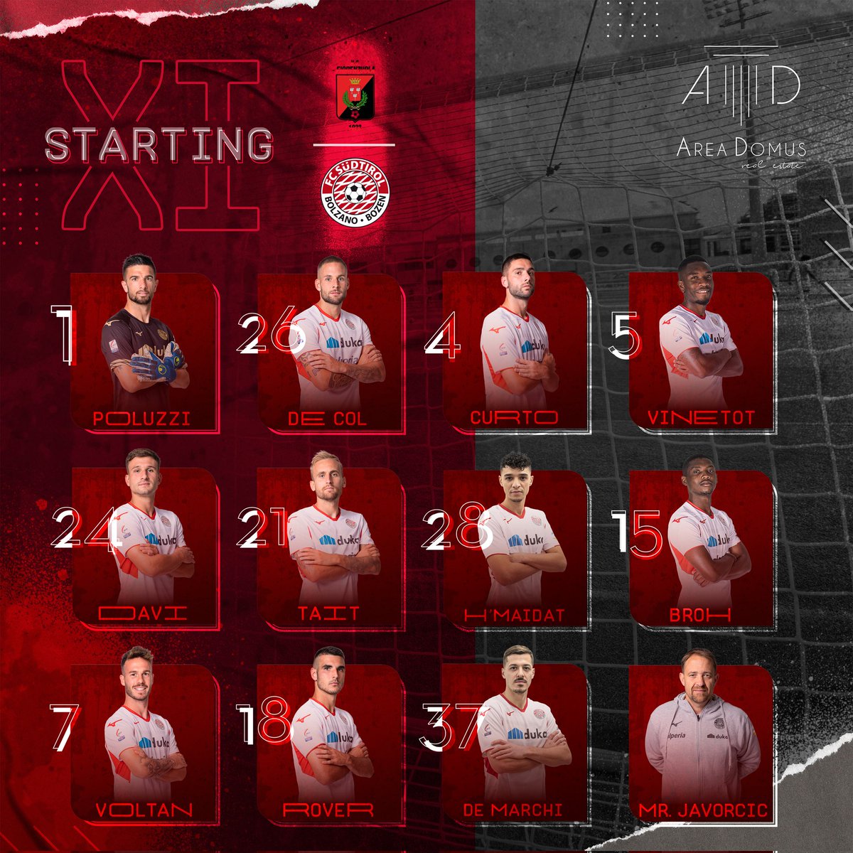 fclubsuedtirol's tweet photo. ⚪FORMAZIONE🔴
Gli 1️⃣1️⃣ scelti da Mister Ivan #Javorcic per la sfida contro il #Fiorenzuola
Powered by #AreaDomus
#FCS #FCSüdtirol #Whitereds #SerieC #passion #FIOFCS #FiorenzuolaFCSüdtirol #10aprile https://t.co/S4O0TBJJxy