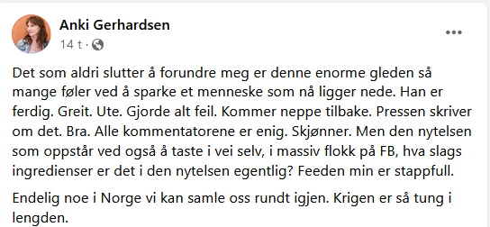 DoremusSchafer's tweet image. Ytringsfrihetskommisjonens mandat:  Framveksten av  sosiale medier har styrket ytringsfriheten betydelig.

*folk mener noe på sosiale medier om dagens største nyhetssak, og de fleste mener ca. det samme som statsministeren*

Profilert Ykom-medlem: NEI IKKE SÅNN
