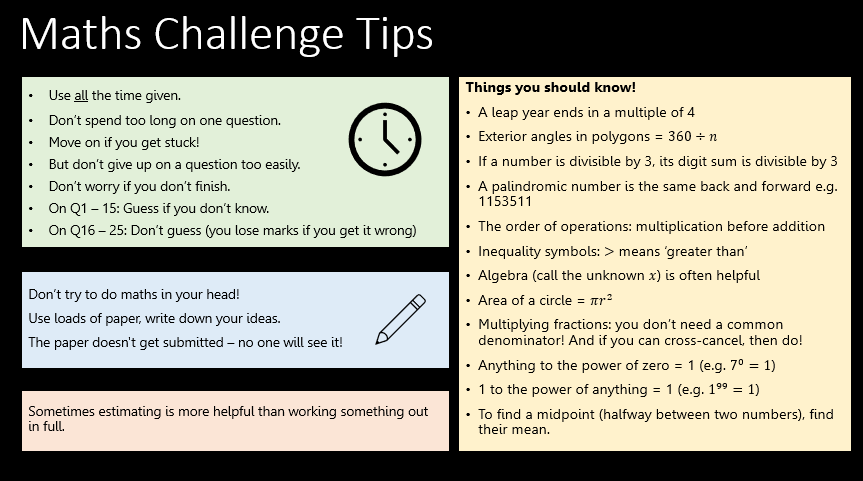 Jo Morgan (@mathsjem) on Twitter photo <a href="/Ridermeister/">Tom Bowler</a> Nothing special, but we have a slide that we display on the screen while we're doing JMC lunchtime prep sessions. Just a few basic reminders. <a href="/Ridermeister/">Tom Bowler</a> Nothing special, but we have a slide that we display on the screen while we're doing JMC lunchtime prep sessions. Just a few basic reminders.