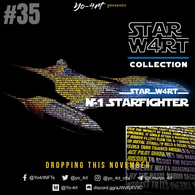 Star_W4rt_NFT's tweet photo. Naboo Protector: N-1 Starfight

These single-pilot ships protected the planet Nabo4rt’s skies, and their sleek design was reflective of Nabo4rt’s technology.

https://t.co/hth3GdXCga
#nft #starwart  #defi #nftcollection #mintnft #nftlaunch #opensea #mintable #nft https://t.co/UUn5lhgaBq