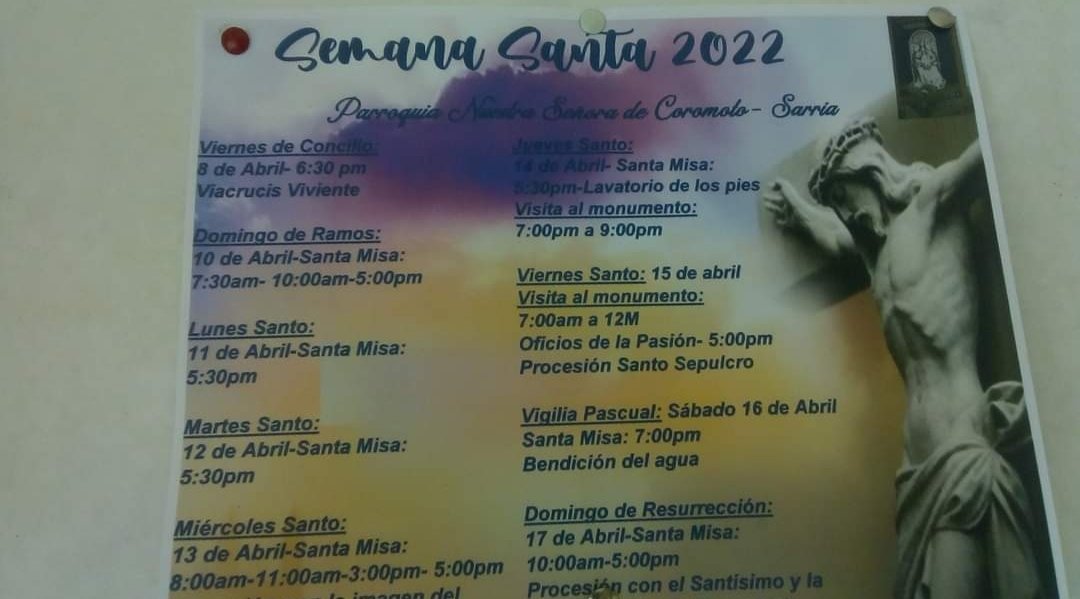 #ATENCION vecinos este es el cronograma de la #SemanaSanta2022 de nuestra Iglesia "Nuestra Señora de Coromoto"

Recuerda llevar tapaboca y cumplir las normas de bioseguridad cuando asistas a la iglesia en esta semana mayor

¡Somos tu medio comunitario de informacion!