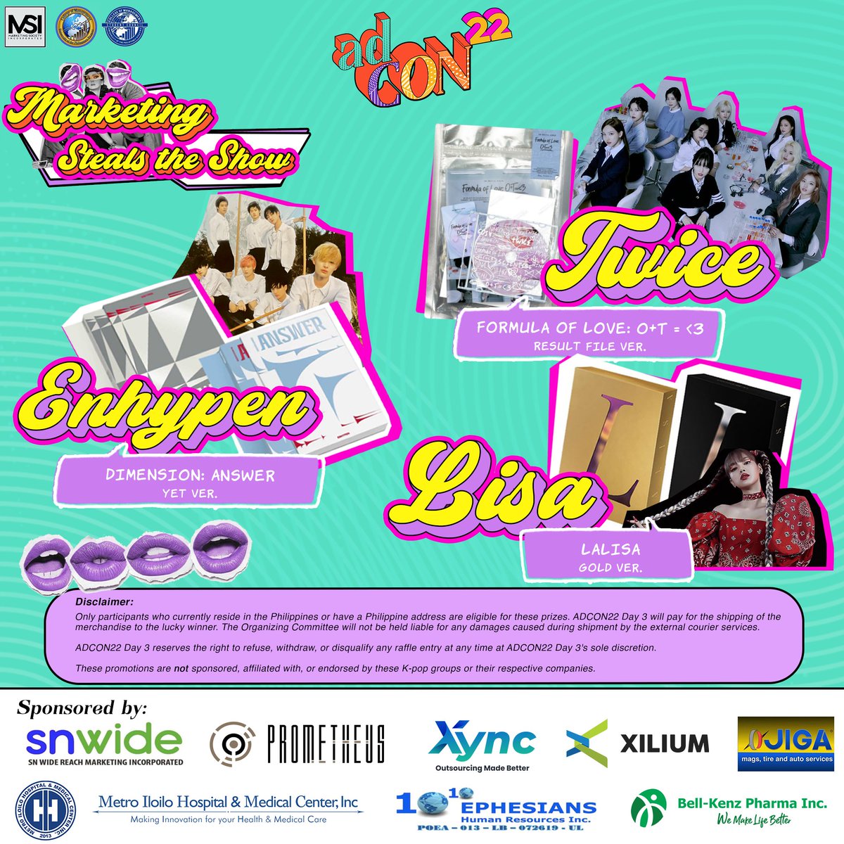 ADCON2025's tweet image. Hallyu, World!! 🇰🇷
Calling all Engenes, Blinks, ONCE, A.R.M.Ys!
To add a little excitement to ADCON22 Day 3, we are now spilling… The Merch!

Four lucky ADCON22 Day 3 registrants will win some jaw-dropping prizes! Presenting: SPILL THE MERCH: ADCON22 Day 3 LIMITED RAFFLE TIME!🎫