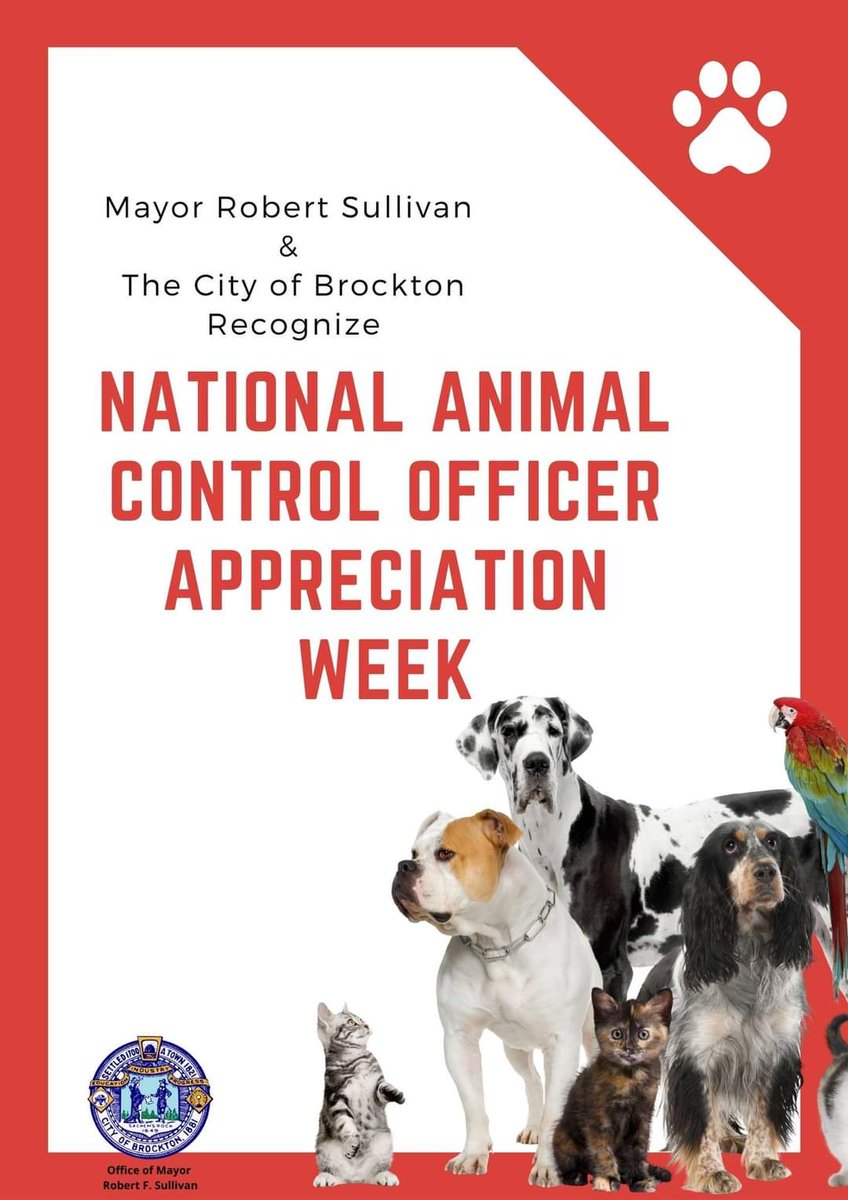 CityBrockton's tweet photo. April 10th -16th, 2022, is National Animal Control Officer Appreciation Week. Thank you to the City of Brockton Animal Control Department for all their work in the community. #animalcontrolofficerappreciationweek #CityofChampions #Cityofbrockton #animalcontrol https://t.co/oUfVWVWdJc