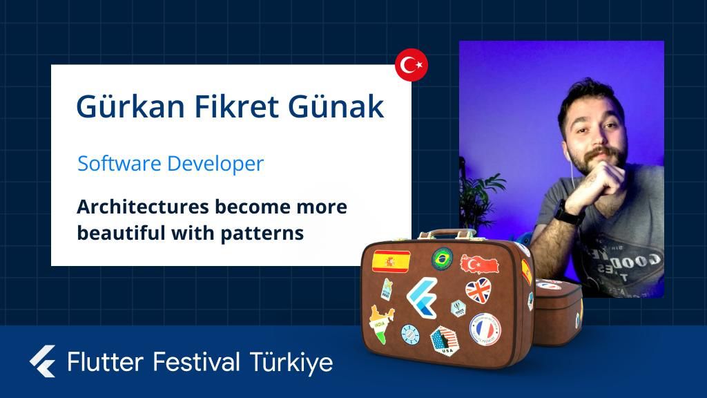 16-17 Nisan tarihlerinde gerçekleşecek #FlutterFestivalTurkiye’nin bir diğer konuşmacısı Software Developer olan <a href="/gurkandev/">Gürkan Fikret Günak</a> 💙
'Architectures become more beautiful with patterns' konuşmasıyla bizlerle olacak! 🎉

Kayıt için:
🔗 festival.flutterturkiye.org

#Flutter #FlutterFestival