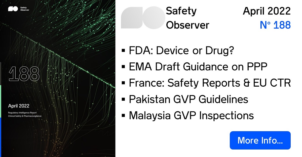 SafetyObserver's tweet image. Pharmacovigilance Inspections: Malaysian authorities issue guidance on voluntary GVP Inspections...
Check out our latest #Pharmacovigilance Regulatory Intelligence Report !
Read the Highlights and sign up for alerts on our new website... bit.ly/3t4l5Pc