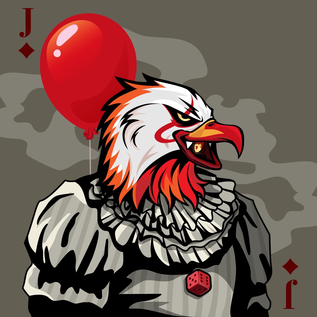 Welcome our clown🚫
Does anyone know which movie this is a character from?
Returning once in 27 years, when is the next time👻?
Go deep into your heart &amp; tap into your 😱most fearful parts

If U like, let me know!
#NFTCommunity #NFTProject #Metaverse #onlinecasino