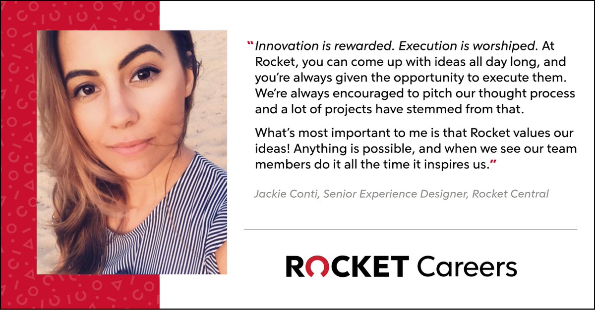 rocketdesign's tweet image. What’s the best part of Jackie Conti’s job as a Senior Experience Designer at #RocketDesign? Being able to execute on her own ideas.
At Rocket, You Can! #RocketDesignTeamMemberSpotlight