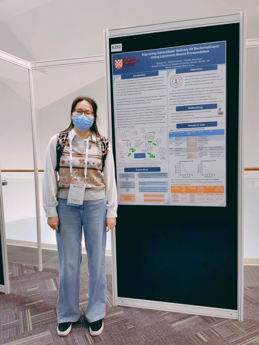 timskvortsov's tweet photo. @MicrobioSoc #Microbio22 conference is now over,so if you missed Xinyao's poster on #liposome encapsulation of #phage against intracellular pathogens,here's another chance to take a look at it! These are early results of our collaboration with @aljamal_wafa - stay tuned for more! https://t.co/BCxuK4Qyzx