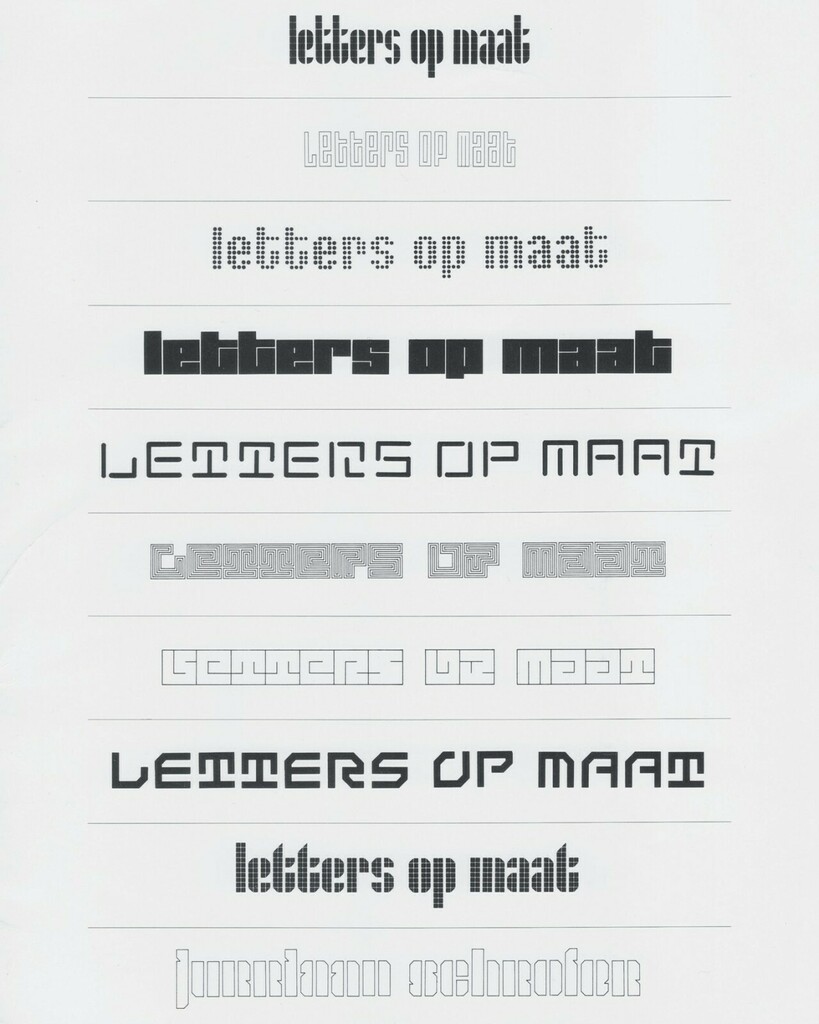Letter_Library's tweet image. Letters op maat. Lecturis 18, Jurriaan Schrofer, 1987, Edited by Wim Crouwel #typespecimen #wimcrouwel #customletters #schrofer