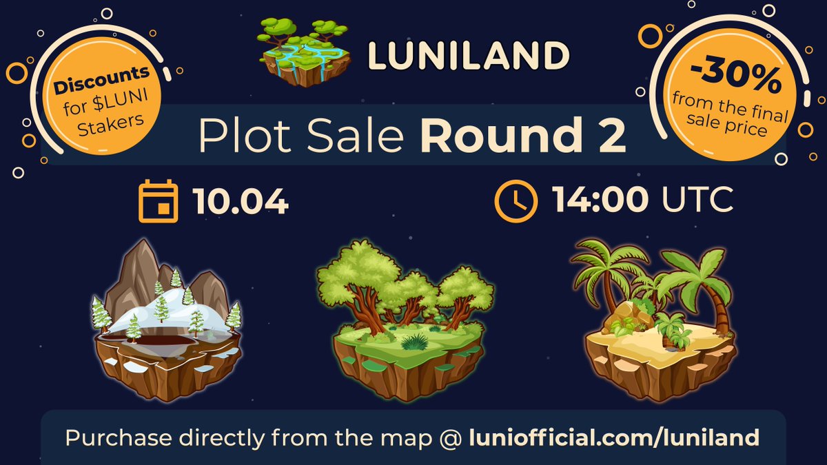 GM Lunatics!

To celebrate the collaboration of Luniland &amp; Derby Stars, we're giving away a free #LUNILAND Plot and 3 #DerbyStars Whitelist

1. Like, RT &amp; Tag 2 Friends!
2. Follow <a href="/DerbyStars_HQ/">Derby Stars</a> &amp; @LUNIonTerra
3. Join the DerbyStars &amp; LUNI Discord

Ends in 48 hours!