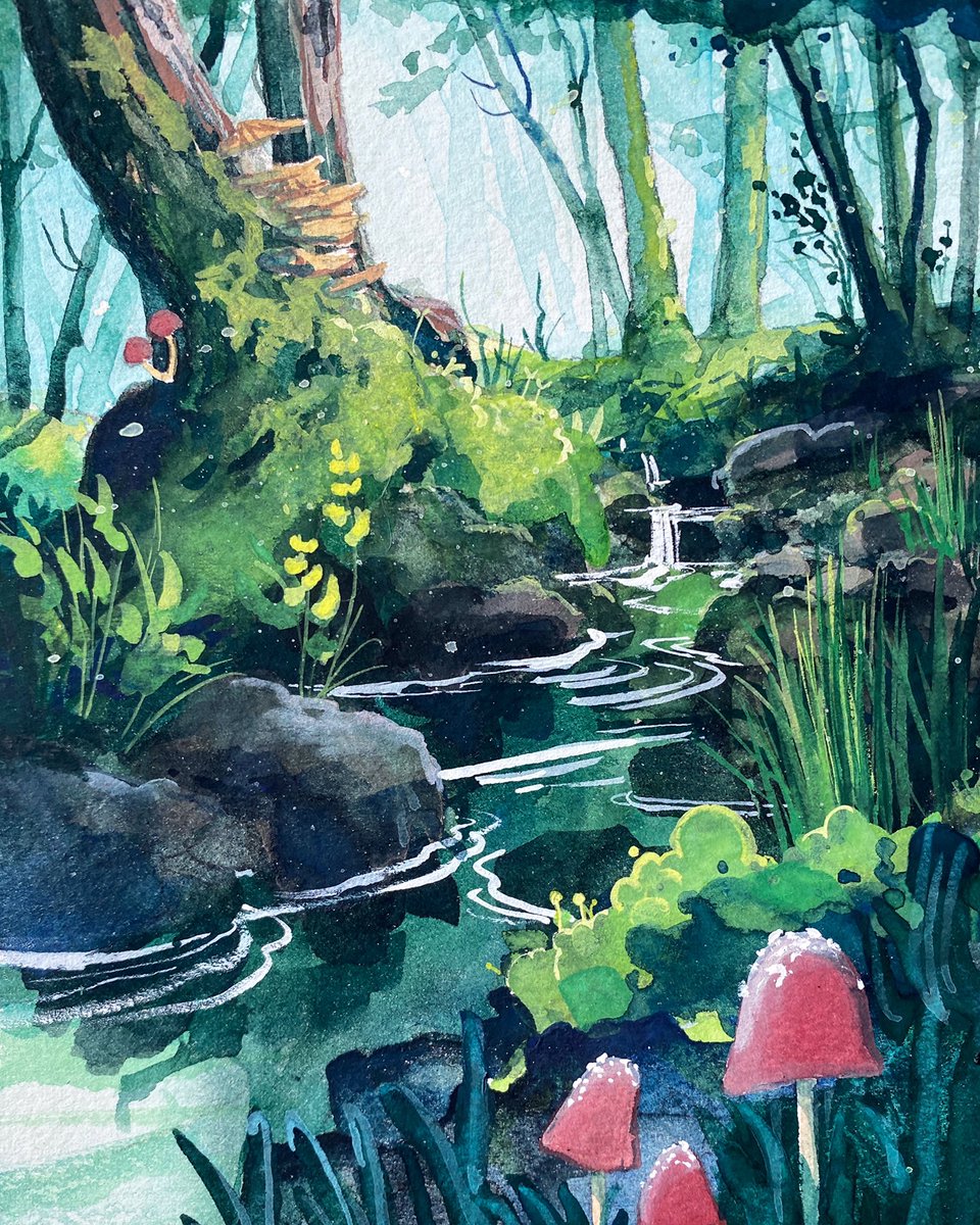 tagsalegirl's tweet photo. Near the little stream 
7x5” gouache
$175 matted
Shipping available! https://t.co/1uSaNUd6v3