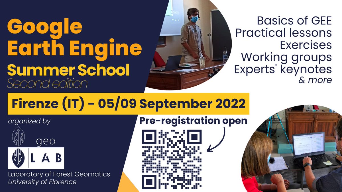 saveriofrancini's tweet photo. Want to know more about #GoogleEarthEngine (#GEE) and #RemoteSensing?

Join us in #Firenze (5-9 Sep) and learn how to easily process #Sentinel2,  #Landsat, and #Gedi data and construct new #apps (#GEEBAP)!

#GEEsummerSchool pre-registration open:
https://t.co/yrv7fwcUdU https://t.co/R6ImXkA8vR