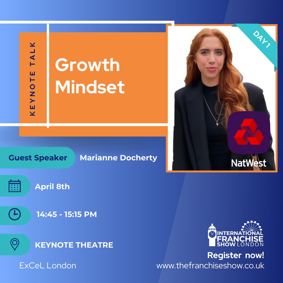 FranchiseShowUK's tweet photo. 10 minute warning! Marianne Docherty's keynote seminar is about to start. Head over to the keynote theatre now to get your seat.
Seats are on a first come, first served basis!
#IFS22 #IFSUK #franchising #franchise #business #franchiseopportunities #franchisebusiness #franchisee https://t.co/5X1jRpVdMN