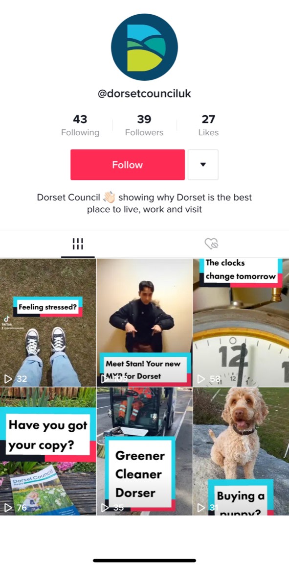 .<a href="/DorsetCouncilUK/">Dorset Council UK</a> have just launched on TikTok!

It's not all dance moves and lip-syncs - there is so much great stuff being explored on it we just had to be involved. 

Give us a follow if you're on there or share it with someone who is!

vm.tiktok.com/ZMLCaT4dN/