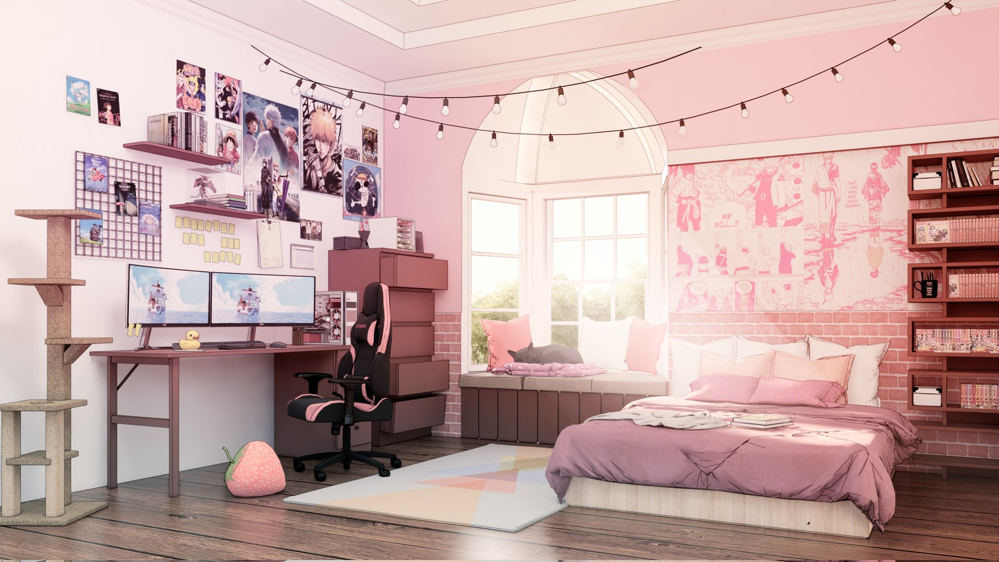 توییتر \ Nailum | Background Art Illustrator در توییتر: «Pink theme rooms.  Pink os the best colour to make bedrooms looks cuter. Which one is your  favorite? #art #digitalart #background #ArtistOnTwitter #opencommissions #