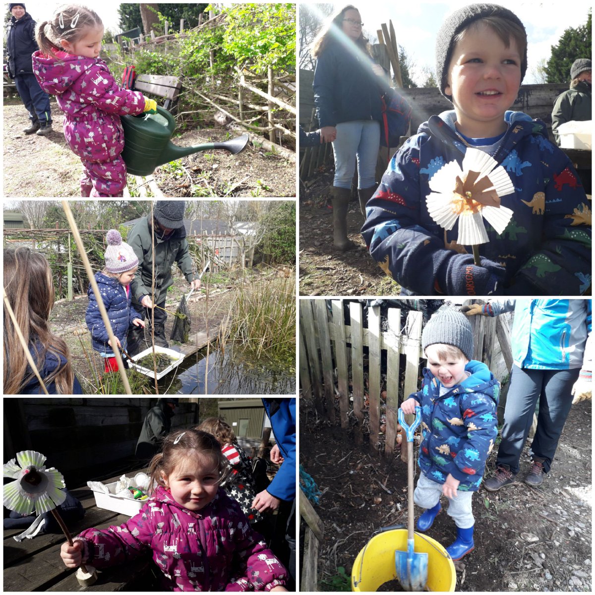 Never too young to take action for wildlife. Nature Tots got busy in the Wildlife Garden this week. Sawing, drilling, digging, sowing wildflower seed, skimming algae from pond and crafting daffodils all in a morning's work! <a href="/GGPWildlife/">Gatwick Greenspace</a> <a href="/SussexWildlife/">Sussex Wildlife Trust 🦔</a>  #Tilgate Park #Crawley