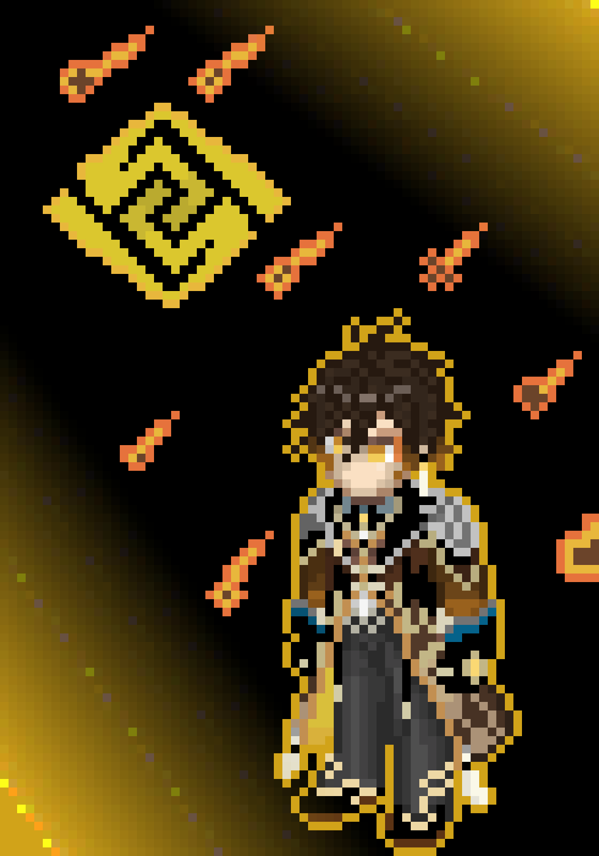 Real_Jaderrene's tweet image. Two more #GenshinImpact Sprites. This  time #aratakiitto (with Gang) and #Zhongli