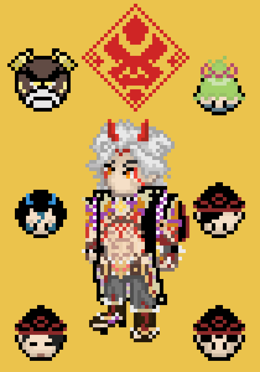 Real_Jaderrene's tweet image. Two more #GenshinImpact Sprites. This  time #aratakiitto (with Gang) and #Zhongli