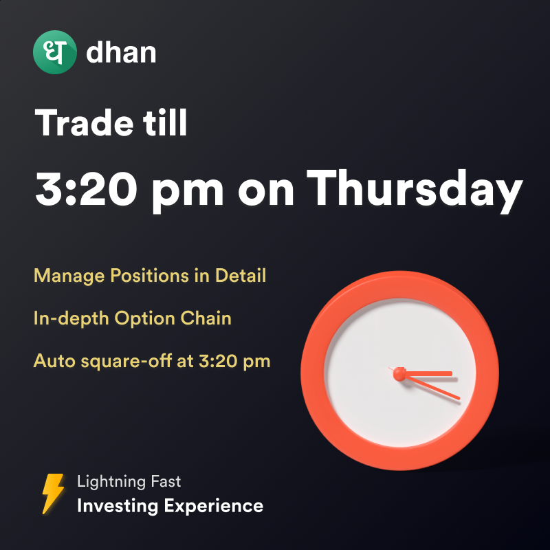 DhanHQ's tweet photo. Trade Options like a pro on expiry day 🔥

- Deep OTM / ITM Options
- Margin benefits on Hedge
- Live Market Scanners
- Top 100 Contracts

Install &amp; open your FREE Demat Account now!⚡