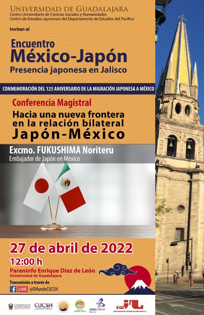 La revista México y la Cuenca del Pacífico 📘 les invitan a la Conferencia Magistral “Hacia una nueva frontera en la relación bilateral Japón-México ” contaremos con la presencia del Excmo. Fukushima Noriteru Embajador de Japón en México. 🇯🇵🇲🇽