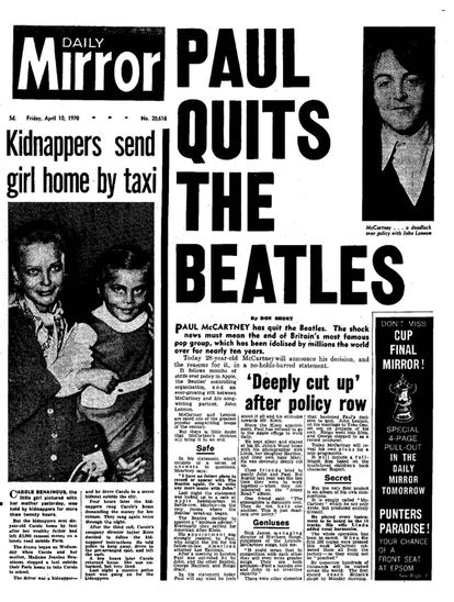 Historia y Datos on X: "10 de abril de 1970, Paul McCartney emite un comunicado de prensa en el que anuncia la separación definitiva de "The Beatles". https://t.co/Qjp8w1wRNe" / X