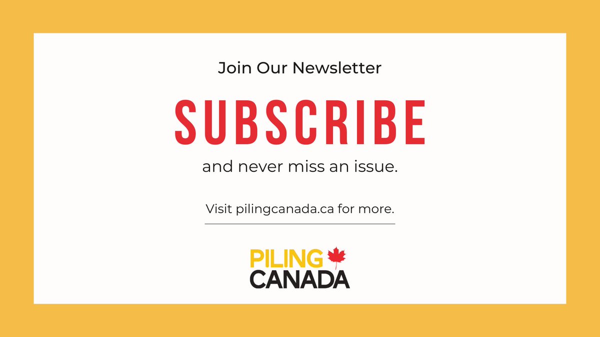 PilingCanada's tweet photo. A new Piling Canada e-newsletter will be released soon. Ensure it lands in your inbox by signing-up today at https://t.co/dYZ2F8L7my.
#DeepFoundations #construction #engineering #piling #piles #GroundImprovement #SlopeStabilization #SoilNails #micropiles #HelicalPiles https://t.co/8ZpTwBjlRC
