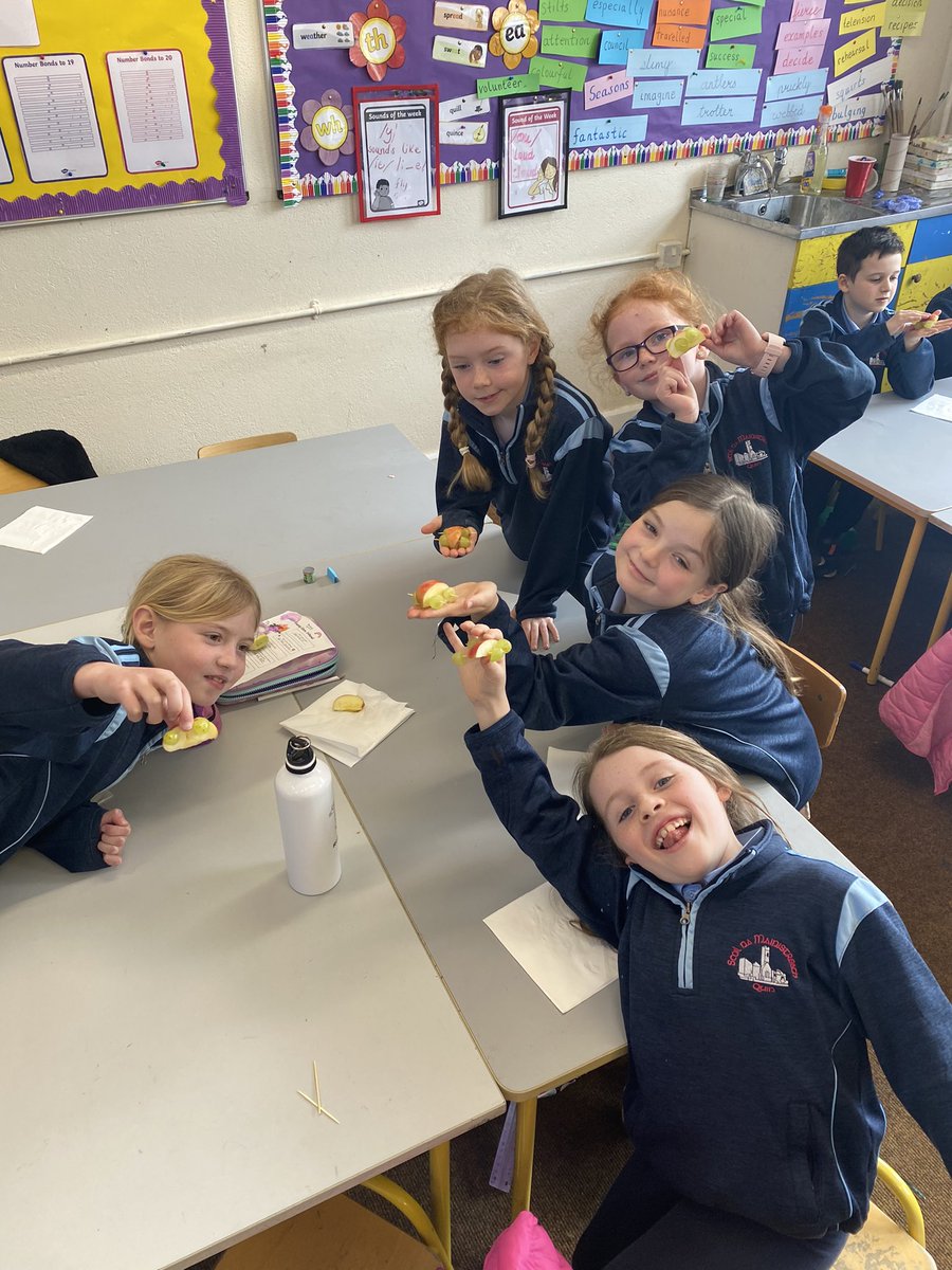 Ms_Power1's tweet photo. @ns_quin Some fun today in 1st/2nd class making “race car” fruit snacks #STEAM #healthyeating https://t.co/nWVDcX46ip