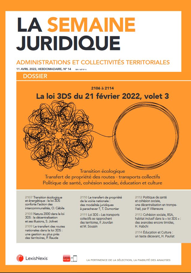 JCPA1's tweet photo. Paru dans #lexis360intelligence [n° 14-2022] 
Le dernier volet consacré à la loi 3DS

#politiquepublique
#ecologie 
#transfert des routes
#decentralisation
#politiquesociale @villeneuvepi 
#education 
#culture
#transportcollectif @fleurjourdan 

https://t.co/lLEnw7ImpF https://t.co/CGZJMVltkM