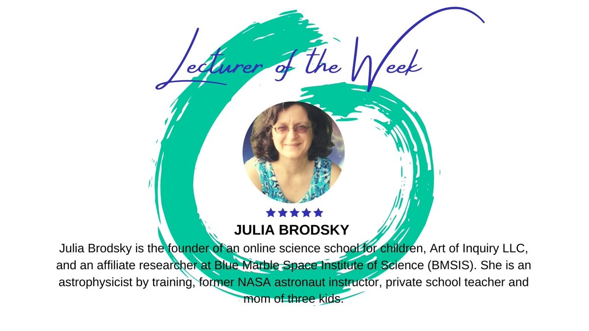 lecturerswb's tweet photo. Meet our #LecturerOfTheWeek, astrophysicist Julia Brodsky. She is also the founder of @artofinquiry and an affiliate researcher at @BlueMarbleSpace.
Read her recent @Forbes article: https://t.co/6rMOmufyqz
#science #education #astrophysics https://t.co/X7RDS0t7Zk