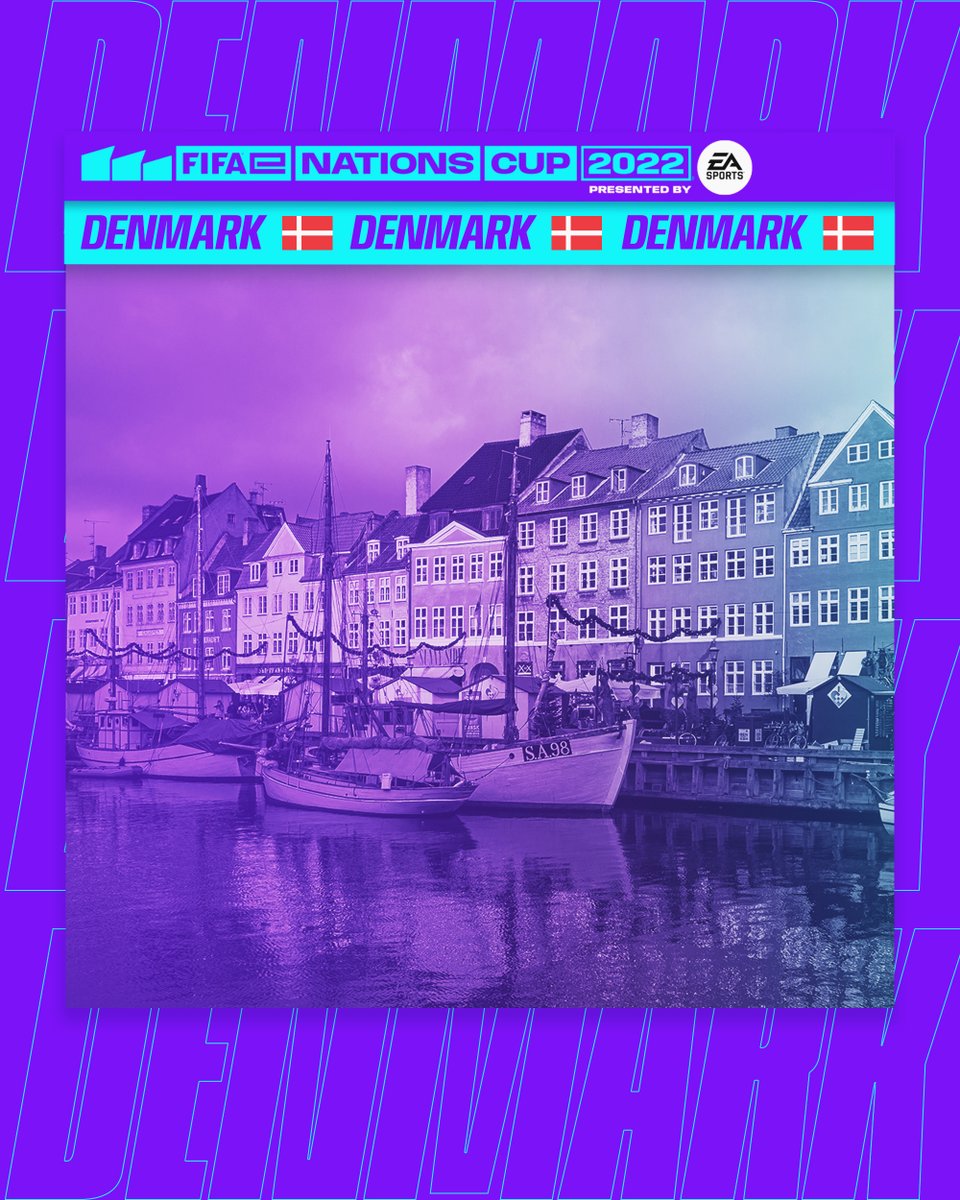 FIFAe's tweet photo. The FIFAe Nations Cup 2022 will take place in Denmark🇩🇰😍
 
 ✅ @dbuefodbold automatically qualified
️ 🗓 27 to 30 July 2022
 🌎 24 nations compete offline
 
More information to follow soon 👀
Final play-in round later today 🔜 #FeNC https://t.co/IqPjoZmKPz