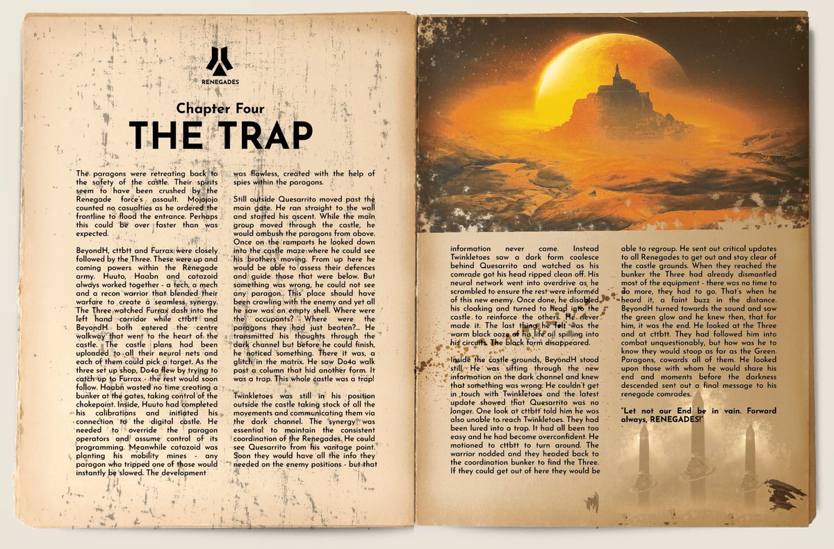 Loremasters_sol's tweet photo. #TheTrap is where betrayal, destruction and death awaits.

Our heroes meet an #inevitable end, martyrs to the cause. 

The apparition of #TheGreen 🟩

@GeometryFinance #IDO incoming; May 2022 

“Forward always, #RENEGADES!” 

#solana #bsc #defi https://t.co/g5keoP8qi5