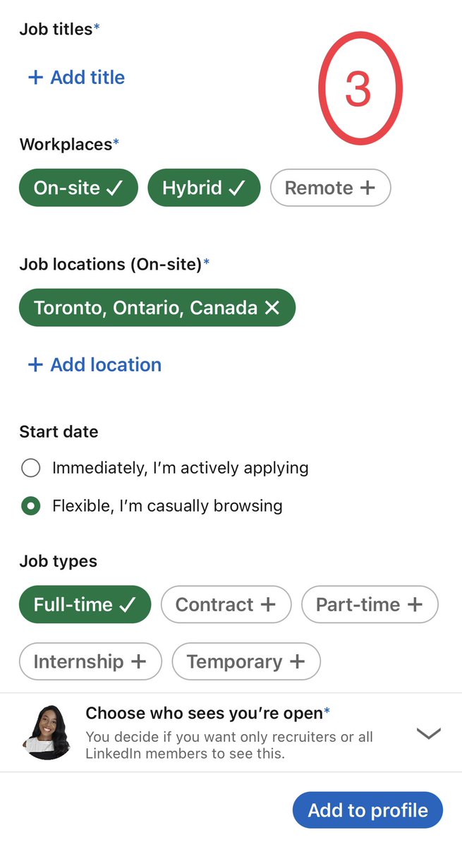 jessica_xls's tweet photo. LinkedIn Tips Pt. 1

If you’re looking to change jobs while at your current company and want recruiters to reach out to you on LinkedIn for available roles, use the “Open to” feature. It has worked for me &amp; others. 

FOLLOW the steps in the screenshots &amp; you’re good to go! https://t.co/AvJXQabcD4