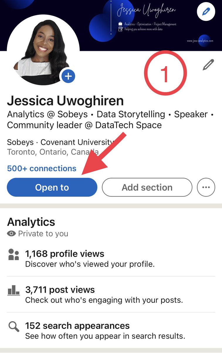 jessica_xls's tweet photo. LinkedIn Tips Pt. 1

If you’re looking to change jobs while at your current company and want recruiters to reach out to you on LinkedIn for available roles, use the “Open to” feature. It has worked for me &amp; others. 

FOLLOW the steps in the screenshots &amp; you’re good to go! https://t.co/AvJXQabcD4
