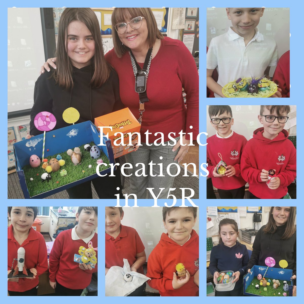 Gwyrosydd2015's tweet photo. Y5 made lots of fantastic egg designs. 😊 #gspEXP https://t.co/UlyKKf4vgN