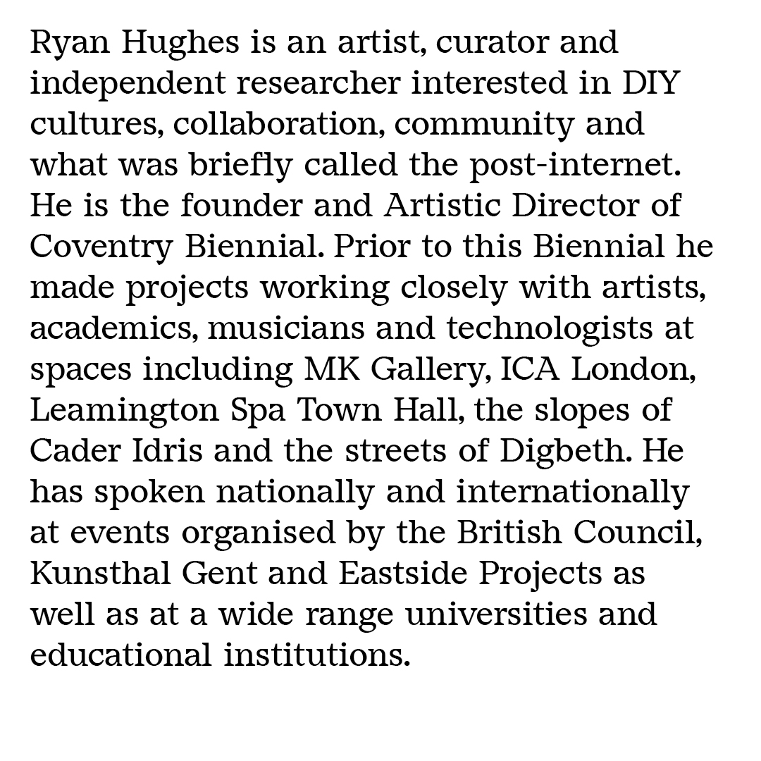 IBAoffice's tweet photo. Join us for our upcoming #IBAstage Wednesday 13 April as we host #RyanHughes Founder and Artistic Director of #CoventryBiennial presenting #HYPERPOSSIBLE @CovBiennial #CovBiennial2021
To register and for info follow the link
https://t.co/387UNse72l
#IBA #BiennialAssociation https://t.co/096OFQp6is