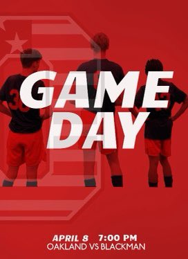 OHSPatsSoccer's tweet photo. 🚨💥Game Day💥🚨
Patriot nation we need your support tonight as we take on @BHSBLAZESOCCER across town in a District match
📣Show your 🔴⚪️ pride!
🏟Blackman High
JV- 5pm
Varsity-7pm
⭕️⚽️🧯
#OaklandTN #OneTeamOneGoal @putyourOsup @OHS_Athletes 
@cecil_joyce @MaxPreps @Mboro_Post https://t.co/26jaPQE9pC