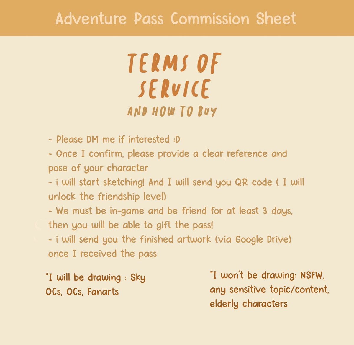 kiyoreii's tweet photo. #SkyChildrenOfTheLight Adventure Pass Commission 📌
Slots 1/2 📮
Please DM me if interested. Thank you ☺️
#sky星を紡ぐ子どもたち #skycotl #thatskygame #skycommission #adventurepasscommission https://t.co/awHEPY8dXB