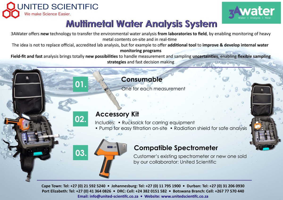 UnitedScientif's tweet photo. Multimetal Water Analysis System, utilizing XRF
For more information contact us at info@united-scientific.co.za
#water #environmental #metal #xrf #laboratories https://t.co/a5sIS2WNCm