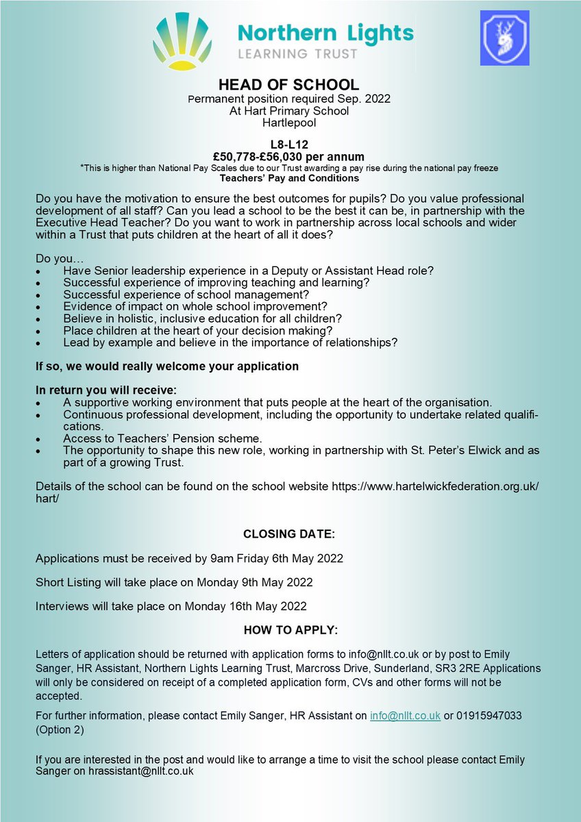 NorthernLLT's tweet photo. A fantastic opportunity to apply to lead one of our wonderful schools https://t.co/afatjpiA7S https://t.co/Q8AVpyTmFj