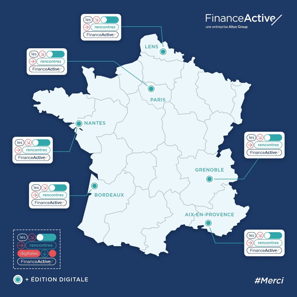 #RencontresSecteurPublic 🏫 Nantes, Lens, Aix-en-Provence, Bordeaux, Grenoble, Paris : Finance Active était sur les routes de France ce mois de mars afin de présenter l'édition 2022 de son Observatoire de la dette des Collectivités Locales lors d'une série d'événements dédiés 🚌