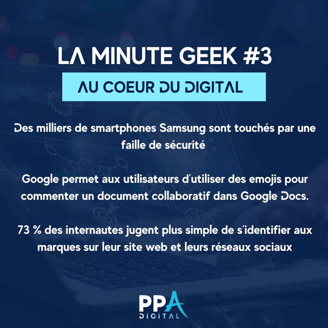 PPADigitalFr's tweet photo. 🚨 C'est l'heure de la Minute Geek ! Ton rendez-vous qui décrypte l'actualité du digital chaque semaine.
C'est le moment de découvrir les actualités de la semaine ! 🔥
#PPADIGITAL #bedigital #Actualité #geek https://t.co/F0EqQVmHOx