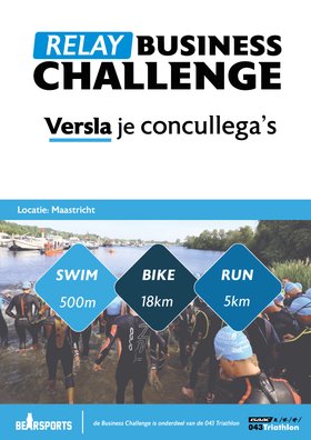 043-triathlon.
Zaterdag 4 juni vindt de 043-triathlon plaats waarbij er ook een business relay plaatsvindt. Bedrijven brengen het tegen elkaar op in estafette 1/8 triathlon in teams van 3. Strijd met je team tegen concullega's!! 💪 Kijk voor info op: bearsports.nl