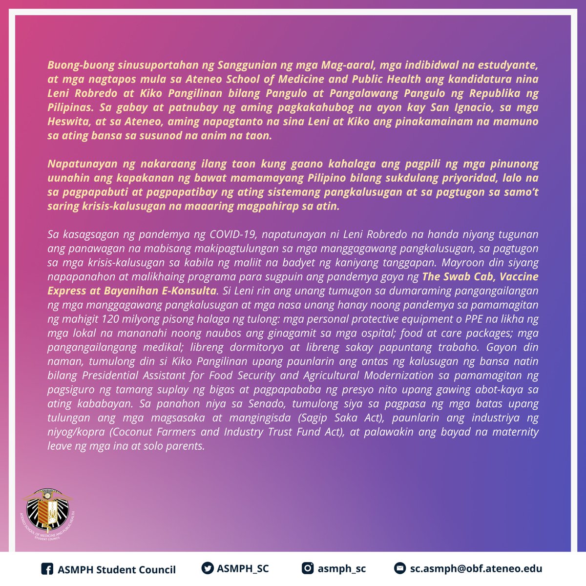 ASMPH Student Council tweet media