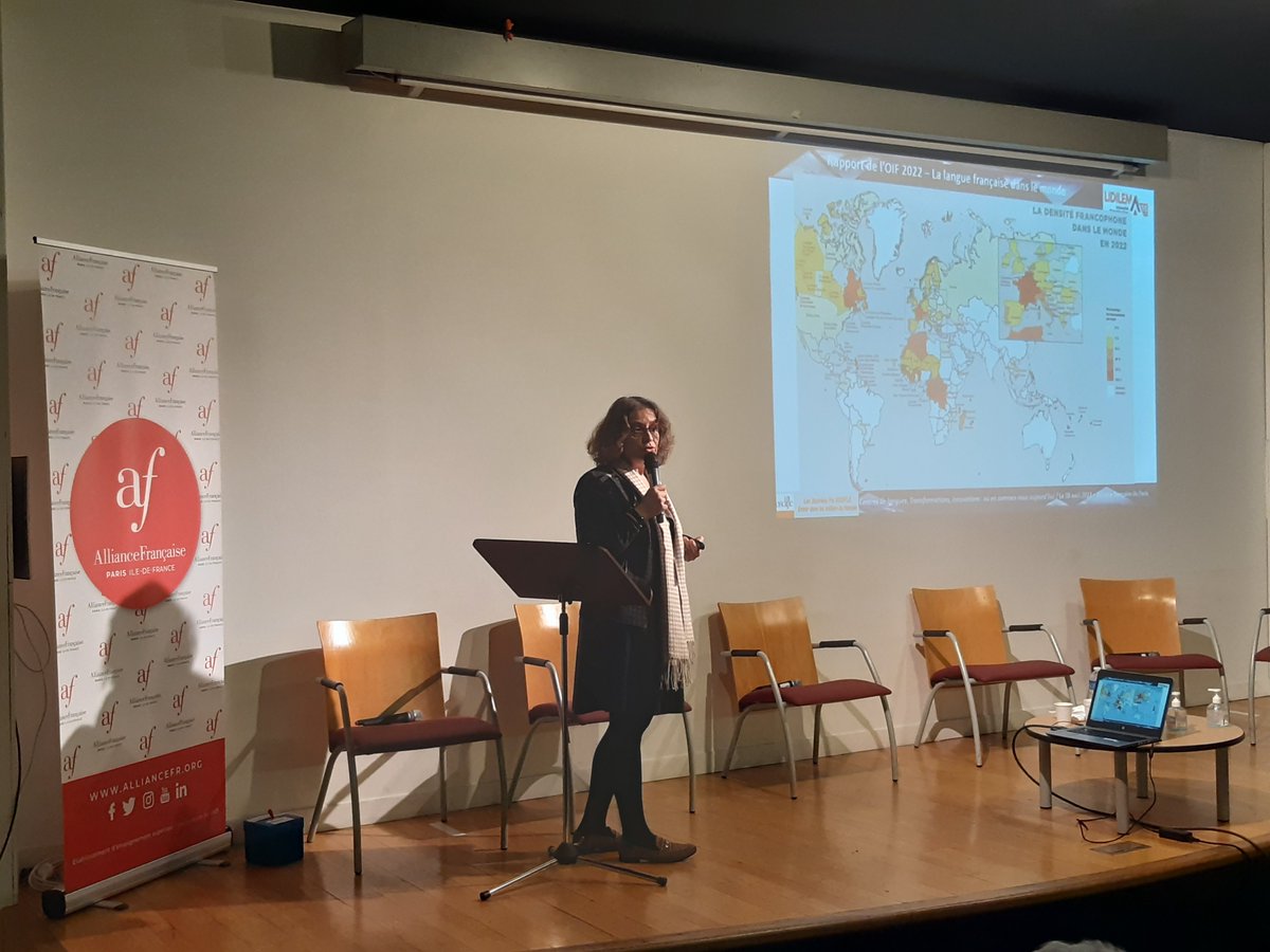 Asdifle's tweet photo. Aujourd'hui, c'est la journée pro de l'#asdifle à l'#AFdeParis. Conférence de Laura Habou-Haidar et table ronde autour de la thématique des #centresdelangue pour commencer ! bienvenue à tous ! https://t.co/sF6ZHlR9Nc