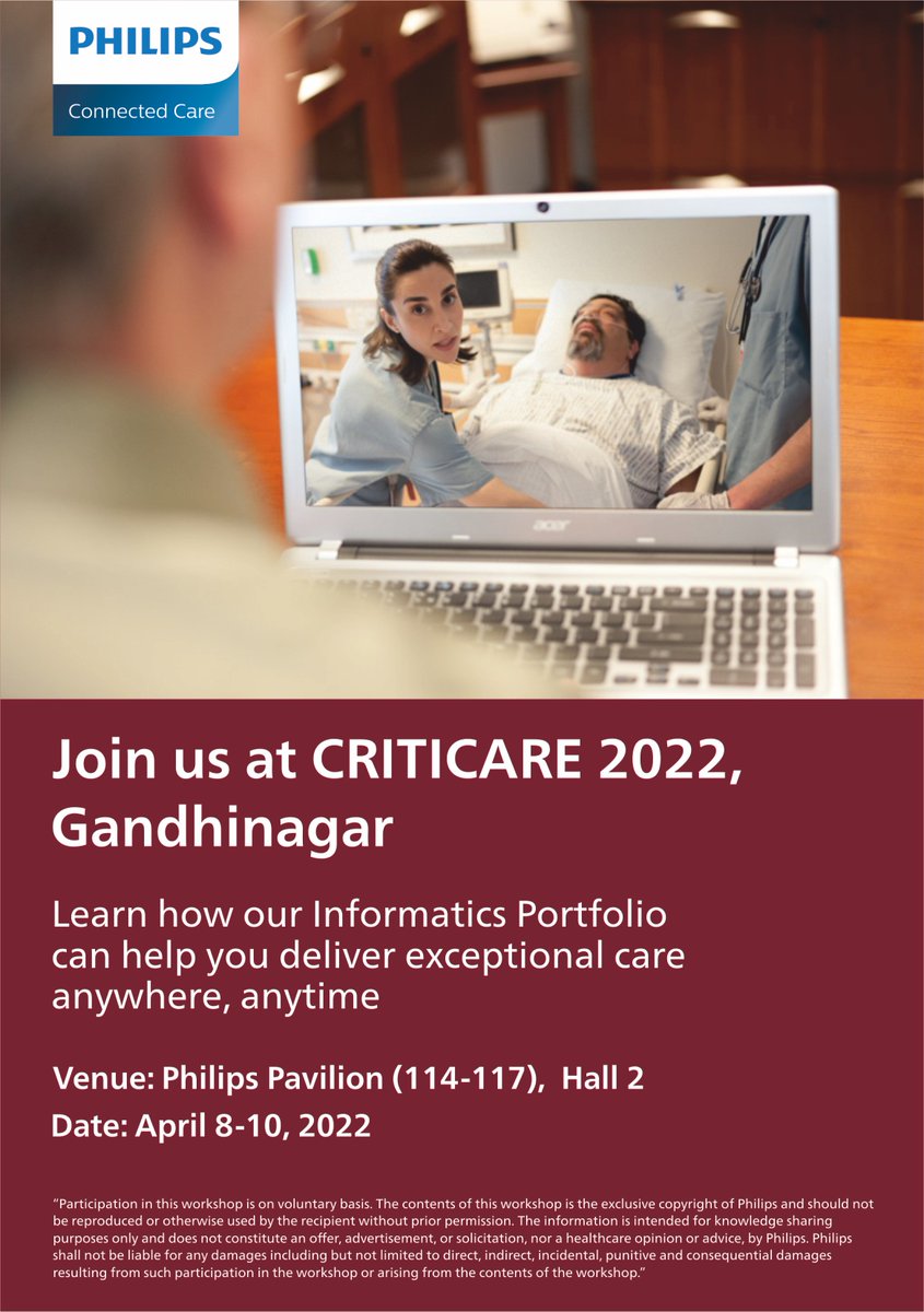 philipsindia's tweet photo. We invite you to visit the Philips’ booth at Criticare 2022 in Gandhinagar to learn more about the vast portfolio of digital health solutions that Philips has to offer to streamline your institution’s operations. #PhilipsAtCriticare #DigitalICUbyPhilips #HealthContinuum https://t.co/FTVIwdzuqD