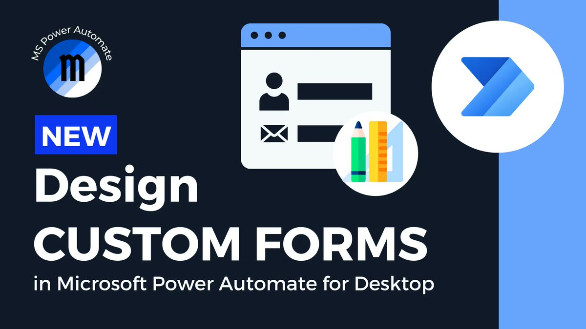 MsAutomate's tweet image. The custom form designer is one of the latest #Microsoft #PowerAutomateDesktop updates.

You can now create your own user dialogue and present a more interactive user experience. Check it out!

buff.ly/37jic41

#RPA #RoboticProcessAutomation #PowerAutomate