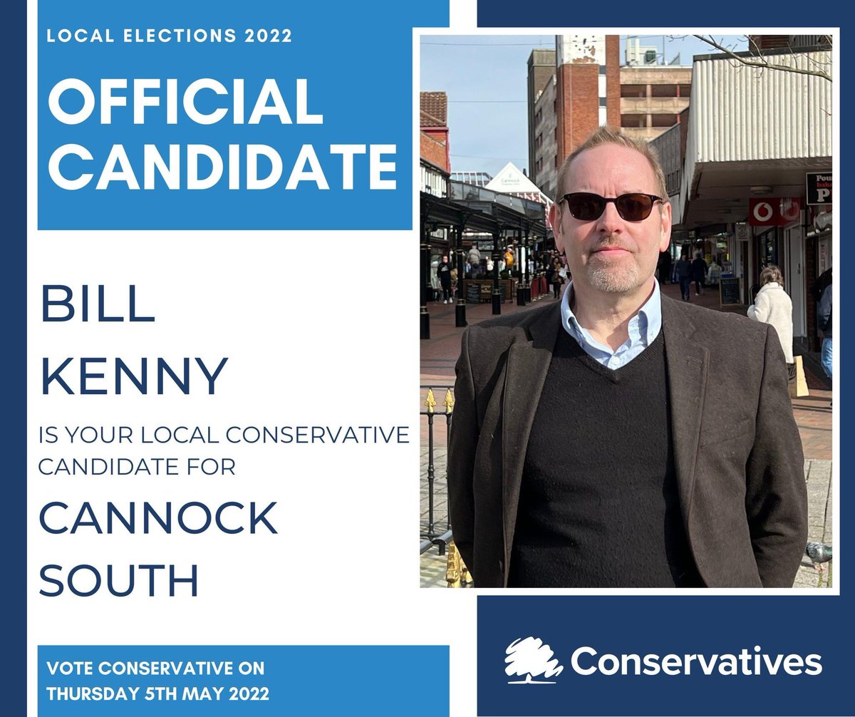 CannockChaseC's tweet photo. CANDIDATE ANNOUNCEMENT!

Bill Kenny is your Local Conservative Candidate for Cannock South in the 2022 Local Elections!

Make a difference in Cannock and elect Bill Kenny!

Vote Conservative on Thursday 5th May!

#LocalElections #VoteConservative https://t.co/tI1s9URYVK