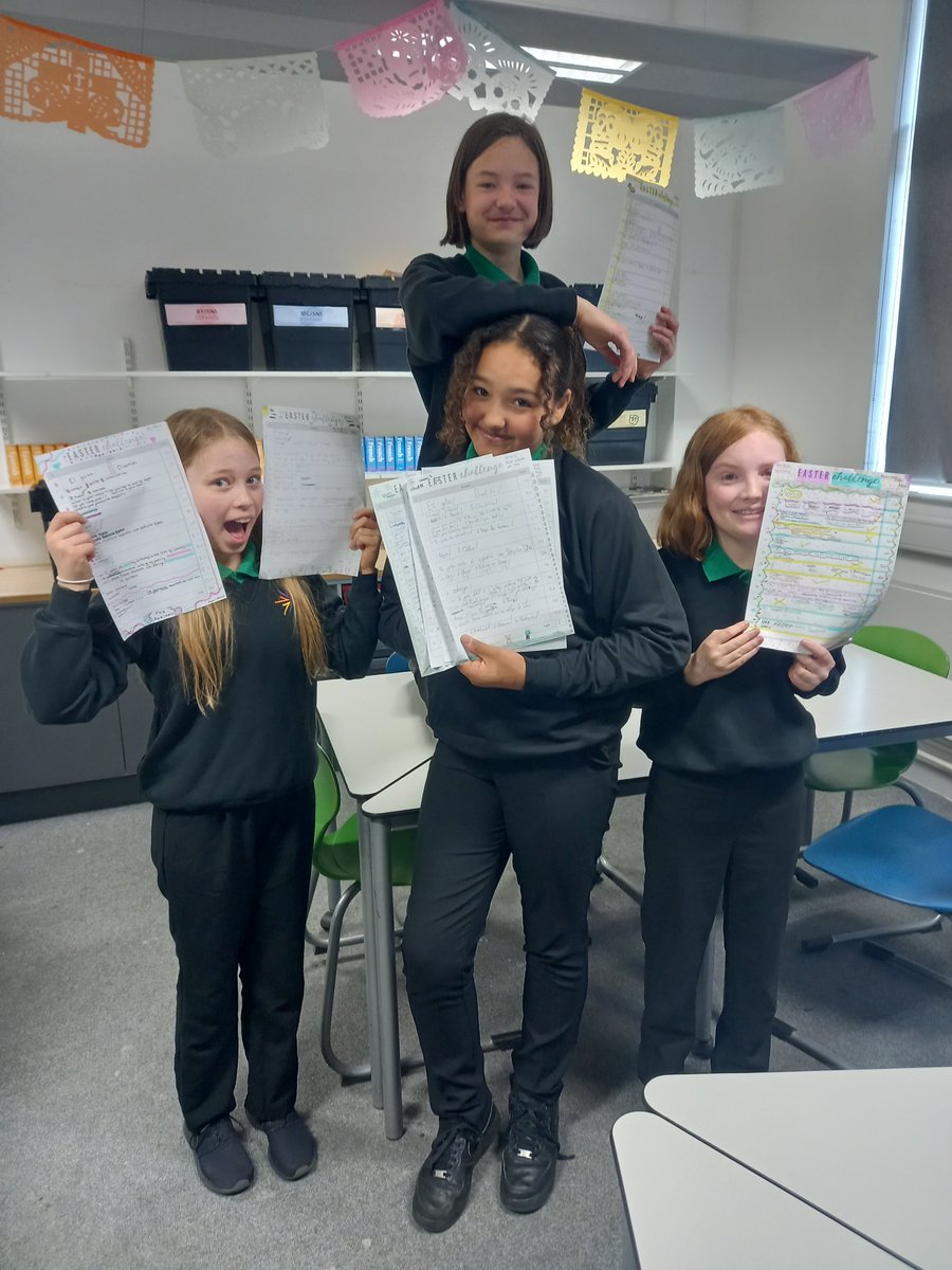 MFLACS's tweet photo. The glorious 7I complete their Easter Challenge - well done, Athena! #spanish https://t.co/ZWYAqoaBhP
